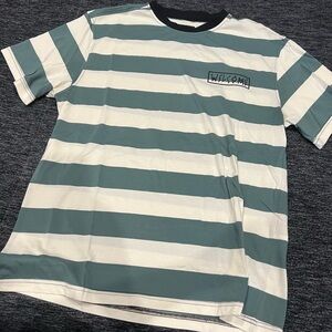 Welcome / Green + White striped tee